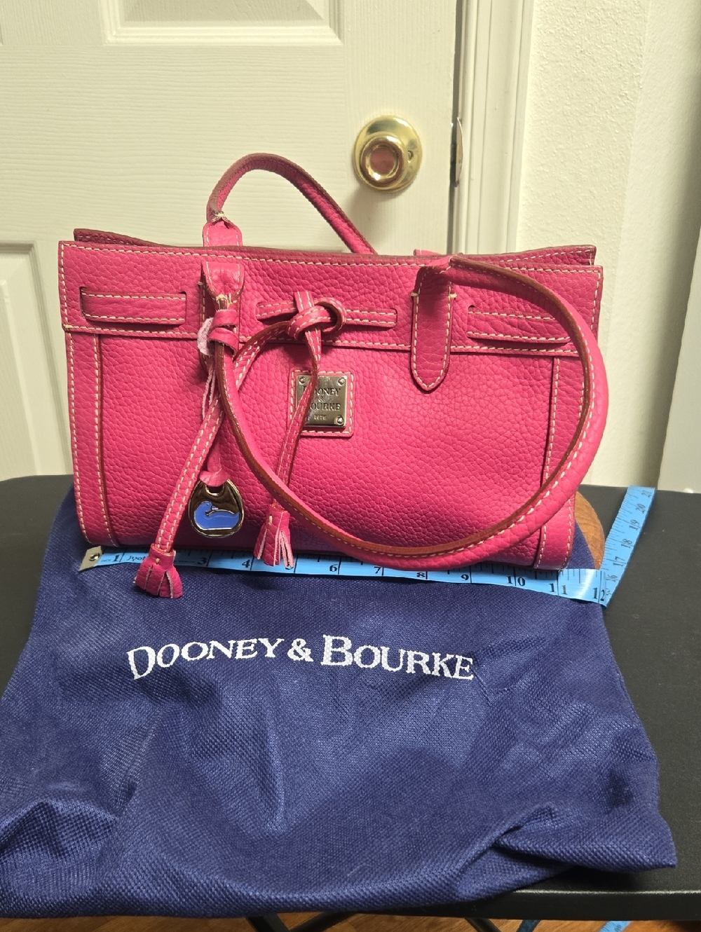 Dooney & Bourke Hot Pink Pebbled Leather Shoulder Satchel